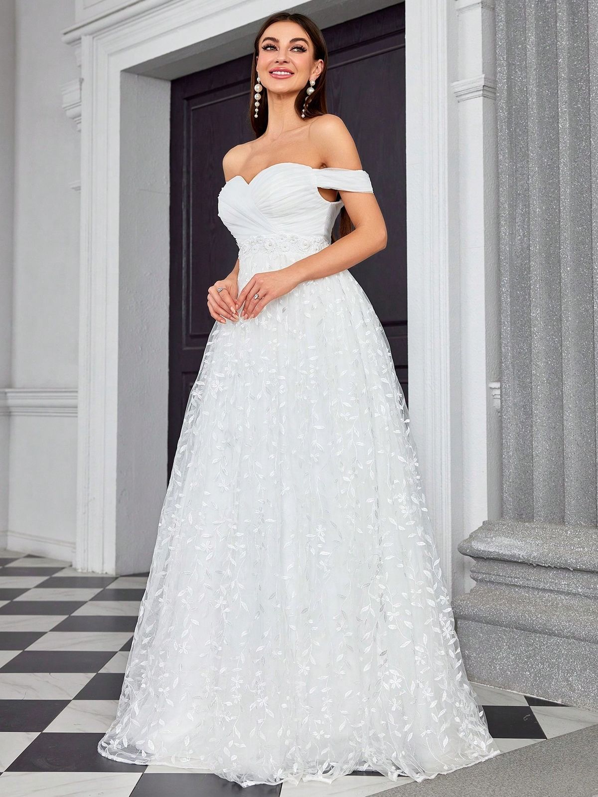 Women's Clothing One Shoulder Evening Dress Elegant Temperament Simple Dress Outdoor Travel Photography Light Wedding Dress_ecoleips.com