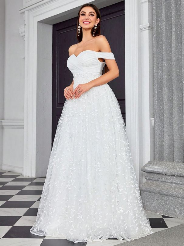 Women's Clothing One Shoulder Evening Dress Elegant Temperament Simple Dress Outdoor Travel Photography Light Wedding Dress_ecoleips.com