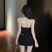 American Chic Metal Ring Asymmetric Camisole Sexy Backless Slimming Bodycon Skirt Set For Women Summer_ecoleips.com