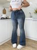 High Waist plus Size Flared Jeans for Women Slimming Elegant Fashionable Embroidered Denim Trousers European American Style_ecoleips.com