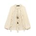 Women's Clothing Winter New Women's Layered Decoration Romantic Style Casual Long Sleeve Shirt Lace Up Top_ecoleips.com