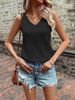 2026 Summer New Sexy Backless V-neck Waffle T-shirt Vest European And American Casual Sports Top Women_ecoleips.com