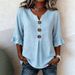 Women's V Neck Button Front Short Sleeve Top – Casual Summer Blouse 2026_ecoleips.com