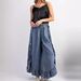 Women's Clothing Bohemian Style Washed Cotton Denim Ruffled Edge Flared Trousers_ecoleips.com