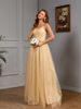 Elegant Sweet & Sexy Strapless Glitter Dress - Layered Bodycon Midi Dress With V-Neck & Waist Cinching - Champagne_ecoleips.com