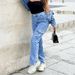 Streetwear Distressed Denim Jeans For Women – Loose Fit Multi-Pocket Cargo Pants (Blue, S-Xl) Functional Pockets_ecoleips.com