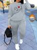 Women's Autumn And Winter Hip-hop Casual Street And Dog High Five Pattern Printed Round Neck Sports Shirt+sports Pants Set-539_ecoleips.com