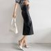 Women's Clothing High-Waisted Slimming PU Leather Skirt Midi Autumn Winter Flowy Skirt For Ladies_ecoleips.com