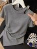 Women's Breathable Cotton Cropped T-Shirt Short Sleeve Hollow-Out Design Regular Fit Comfortable Summer Top with Irregular Hem_ecoleips.com