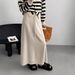 Minimalist High-Waisted Knitted Midi Skirt Loose Fit Elegant Versatile Slimming Long Skirt For Autumn_ecoleips.com
