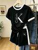 Women's Clothing Short Sleeved Pants Printing Casual Two Piece Suit_ecoleips.com