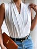 Women's Tank Top Spring Summer White Wrap V Neck Sleeveless Flowy Fabric Valentine's Day Elegant Casual Office Top_ecoleips.com