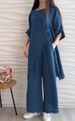 Women's Clothing Loose Irregular Five Point Sleeves Mid Length Tops Loose Wide Leg Trousers_ecoleips.com