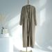 2025 Muslim Long Sleeve Coat Round Neck Sleeveless Dress Cotton Linen Robe Set_ecoleips.com