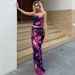 Summer Fashion Hot Girl Printed Vacation Set Sexy Lady Strapless Top High Waist Long Skirt For Women_ecoleips.com
