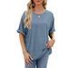 Women's Clothing Spring And Summer New Solid Color Round Neck Loose Short Sleeved T Shirt Tops Women's Spot_ecoleips.com