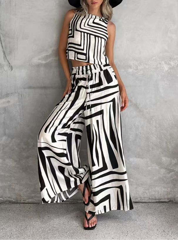 Women’s Clothing Summer New Sleeveless Tops And Trousers Casual Fashion Ladies Suits_ecoleips.com