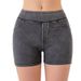 Women's Clothing High Waist Hip Lift Yoga Denim Shorts For Women High Elastic Slimming Abdomen Sports Wear Fitness Three Quarter Pants_ecoleips.com