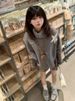 girl Early Autumn Retro Lazy Style Fashion Irregular Pullover Gray Loose For Female Students Cape High Neck Knitted Sweater_ecoleips.com