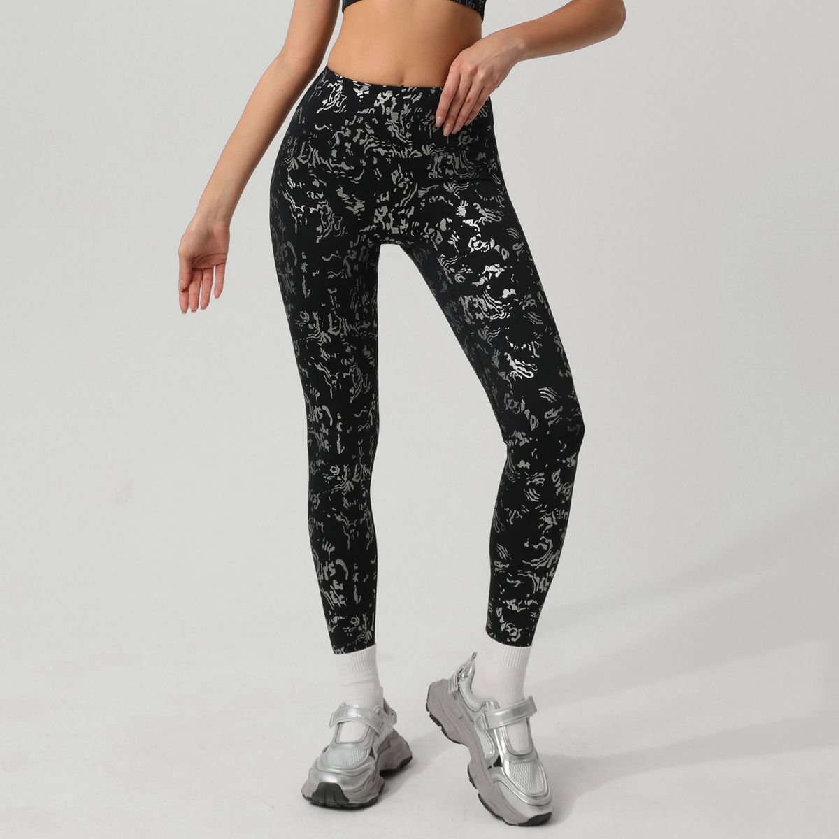 High Waist Silver Hot Casual Yoga Pants Women's Running Quick Dry Nude Feeling Trousers Outer Wear Slim Sports Trousers_ecoleips.com