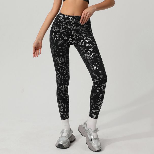 High Waist Silver Hot Casual Yoga Pants Women's Running Quick Dry Nude Feeling Trousers Outer Wear Slim Sports Trousers_ecoleips.com