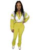 European And American Women's Clothing Elastic Waist Color Block Stitching Contrast Color Sports Casual Two Piece Trousers Suit_ecoleips.com