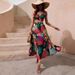 Women's Clothing 2025 Spring Summer Casual Patchwork Printed Strap Long Set Dress_ecoleips.com