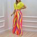 2025 Spring New Women's Fashion Casual Set With Elegant V-neck Printed Wide-leg Pants For Independent E-commerce 661_ecoleips.com
