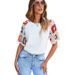 2025 Spring New Pullover Round Neck Three-Quarter Sleeve Top Women, European And American Casual Style Floral Crochet_ecoleips.com