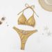 European And American Hot-Selling Halter Neck Gold Stamping Craft Back Tie Solid Color Sexy Bikini Dy2420_ecoleips.com
