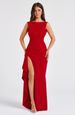 Women's Clothing Solid Color Round Neck High Slit Sexy Backless Dress Slim Long Skirt_ecoleips.com