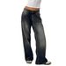 Retro Women's Low Rise Straight Leg Jeans Non-Stretch Washed Wide Leg Jeans Autumn Street Style Fresh And Sweet_ecoleips.com