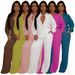 Women's Clothing Elastic Wrinkled Straps Multi Pocket Swing Leg Pants Wide Leg Pants Suit_ecoleips.com