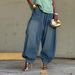 Women's Relaxed Fit Harem Wide Leg Lantern Jeans - Stretch Denim Comfort Pants With Streetwear Style (Blue, S-3XL)_ecoleips.com