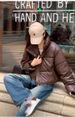 Women's Clothing Short PU Leather Puffer Jacket With Stand Collar - Warm Quilted Down Alternative Coat For Petite Women (Black, White, Brown, Green)_ecoleips.com