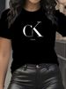 Trendy Women's Summer Y2K Short Sleeve Crew Neck T-Shirt Breathable Cotton Polyester Cartoon Letter Print Casual Top_ecoleips.com