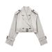 Spring 2027 Fashion European-USA Style Outerwear Women Polyester Lapel Raglan Sleeve Casual Loose Short Jacket_ecoleips.com