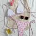 Women Light Pink Floral Triangle Bikini Set Halter Back Tie Mini Bow Side Tie High Cut Cheeky Two Piece Beach Bathing Suit_ecoleips.com