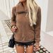 Women's Fleece Stand Collar Pullover - Cozy Loose Fit Long Sleeve Top For Autumn & Winter_ecoleips.com