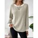Wholesale Round-Neck, Loose-Fitting, Long-Sleeved Casual Women's Solid Color Fleece Insert Sleeve T-Shirt Tops_ecoleips.com