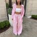 Women's Vertical Striped Shirt And Tie Waist Trousers Set European American Style Spring 2026 New Two Piece Cross Border Clothing_ecoleips.com