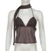 Sweet And Spicy Polka Dot Print V Neck Back Tie Halter Top for Women Slimming Hot Girl Style_ecoleips.com