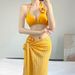 Women's Sexy Slimming Bikini Set High End Swimwear Thai Ginger Yellow Perfect for Beach Hot Spring And Vacation_ecoleips.com