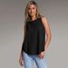 2025 Spring/Summer Solid Color Chiffon Shirt Loose Sleeveless Casual Round Neck Pullover Tank Skims Top_ecoleips.com