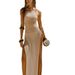 European And American Fashion New Strap Knitted Vacation Style Women's Summer Long Sleeveless Backless Beach Dress_ecoleips.com
