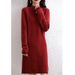 Aria Basics Aria Basics Women's Mid-length, Semi-high Collar, Thick Knitted Cashmere Sweater Dress, Elegant Slim-fitting, European And American_ecoleips.com