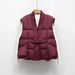 New Down Vest 90 Down Casual Autumn And Winter Light And Simple Solid Color V-neck Loose Coat_ecoleips.com
