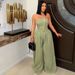 Women's Clothing Fashion Women's Sexy Tube Top Sleeveless Metal Button Wide Leg Jumpsuit_ecoleips.com