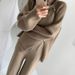 Women's Clothing High Neck Zip-Up Knit Sweater Winter Oversized Pullover Chic Casual White Cropped Top_ecoleips.com