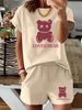Women’s 2 Piece Outfit Set – Oversized Graphic T-Shirt And Biker Shorts Matching Set, Casual Summer Lounge Tracksuit For Daily Wear-310_ecoleips.com